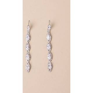 Upscale Direction Silver Rhinestone Drop Earrings