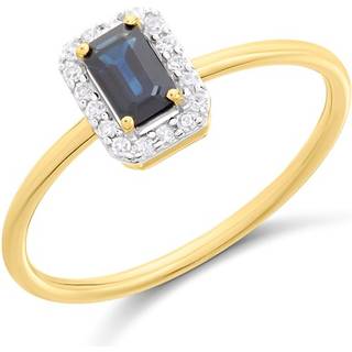 9ct Rectangular Sapphire And Diamond Cluster Ring - D6757-R