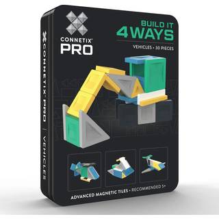 Connetix - Build It 4 Ways Vehicles Set - 30 pc (CP-T-00030-VE) - Klar til levering - Sort/Blå/Gråt/Grøn/Gul/Hvid
