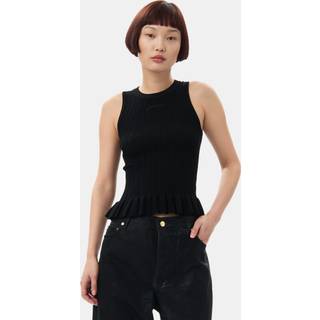 GANNI Sort Rib Tank Top - Størrelse L