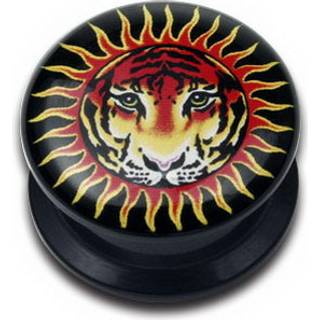 Tiger - Sort Piercing Plug - Strl 6 mm.