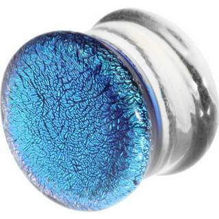 Pyrex Piercing Plug - Glitter Turkis - 6 mm.