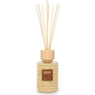 Rumdiffuser reed diffuser S|P Collection Serene 220 ml Clean Linen, beige med flettet ydre, trælåg, dekorative pinde, gaveæske