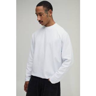 Oversized Boxy Reverse Loopback Raglan Long Sleeve Top | White | Size 3XL