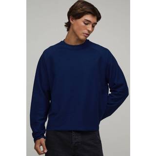 Oversized Boxy Reverse Loopback Raglan Long Sleeve Top | Navy | Size XS