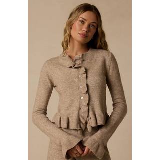 Cozy Moments Beige Ruffled Sweater Top