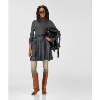 Diesel - Robe courte à col roulé en jersey et chiffon - Robes - Femme - Gris