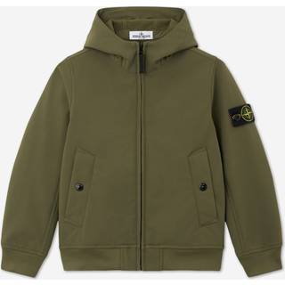Stone Island Boys Soft Shell-R E.Dye Technology Hooded Jacket in Green - Green / 3 Yrs