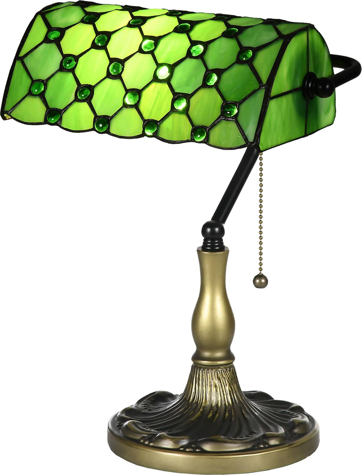 Homcom Stained Glass Green Table Lamp