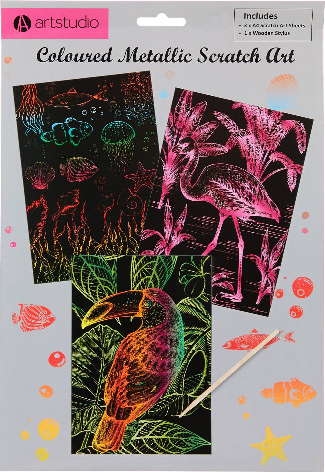Art Studio Assorted Scenes Metallic Scratch