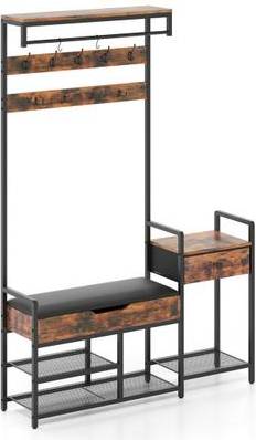 Coat rack shoe bench Costway 70 Inch Hall Tree with Storage Bench Freestanding Coat Shoe Rack