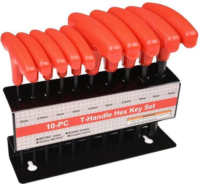 Bike It 10 Piece T-Handle Hexagon Set With Rack Hex Key