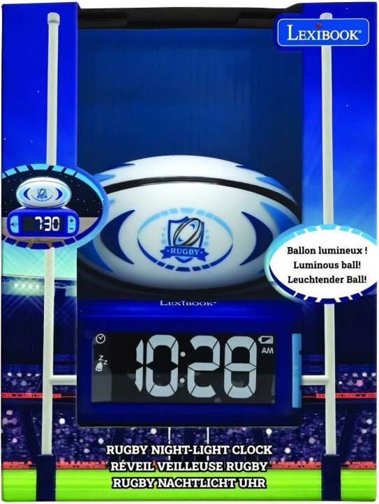 Lexibook Digital Alarm Clock 3D Rugby Ball Light Sound Effects
