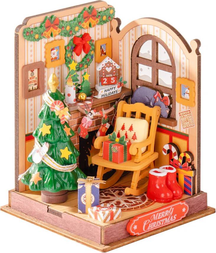 Christmas Fireplace Robotime Miniatuur DIY Kit