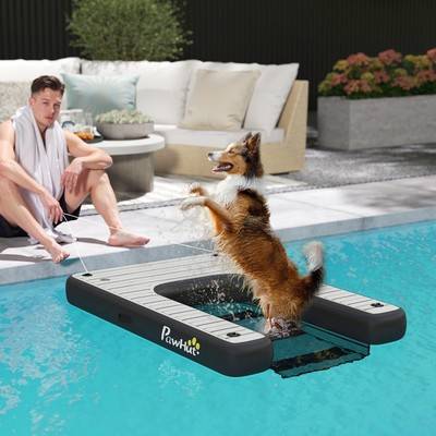Inflatable boat Pawhut Inflatable Dog Boat Ramp 286 lbs Gray
