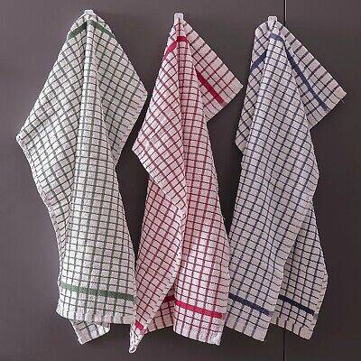Home 12pc Terry Check Tea Set Kitchen Towel Blue