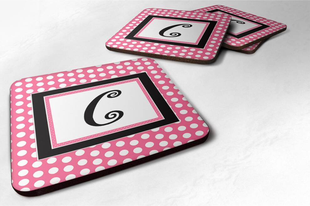 Monogram Punti Neri Rosa Sottobicchieri Set 4