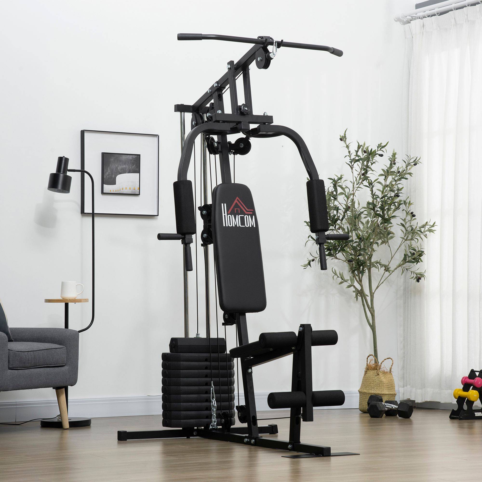 Home gym machine Homcom Multifunction Home Gym Machine 45kg Weight Stacks