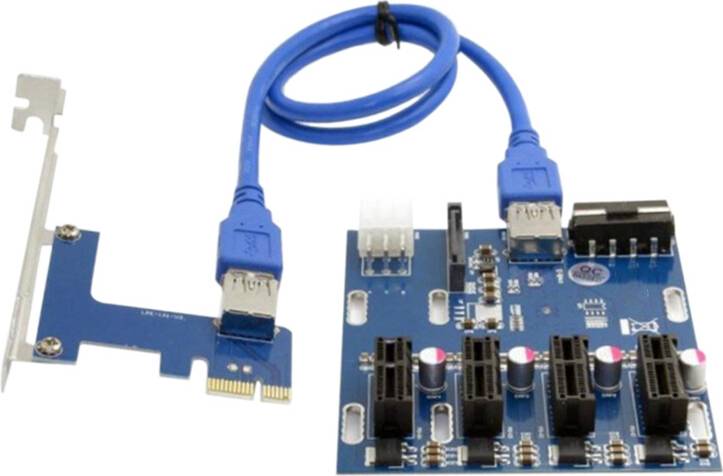 Tlily Add In Card PCI-E 1 to 4 PCI Express Riser Mini ITX External Slot Adapter