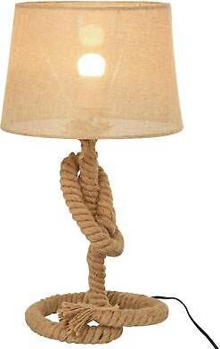 Homcom Nautical Style Rope-Base with Fabric Lampshade Metal Frame Beige Table Lamp
