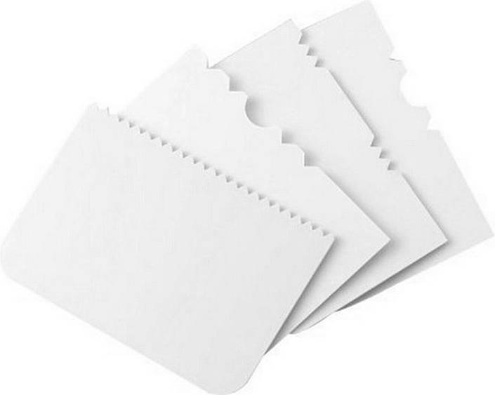 4 Patterned Edge Icing Scrapers For Cake Decorating