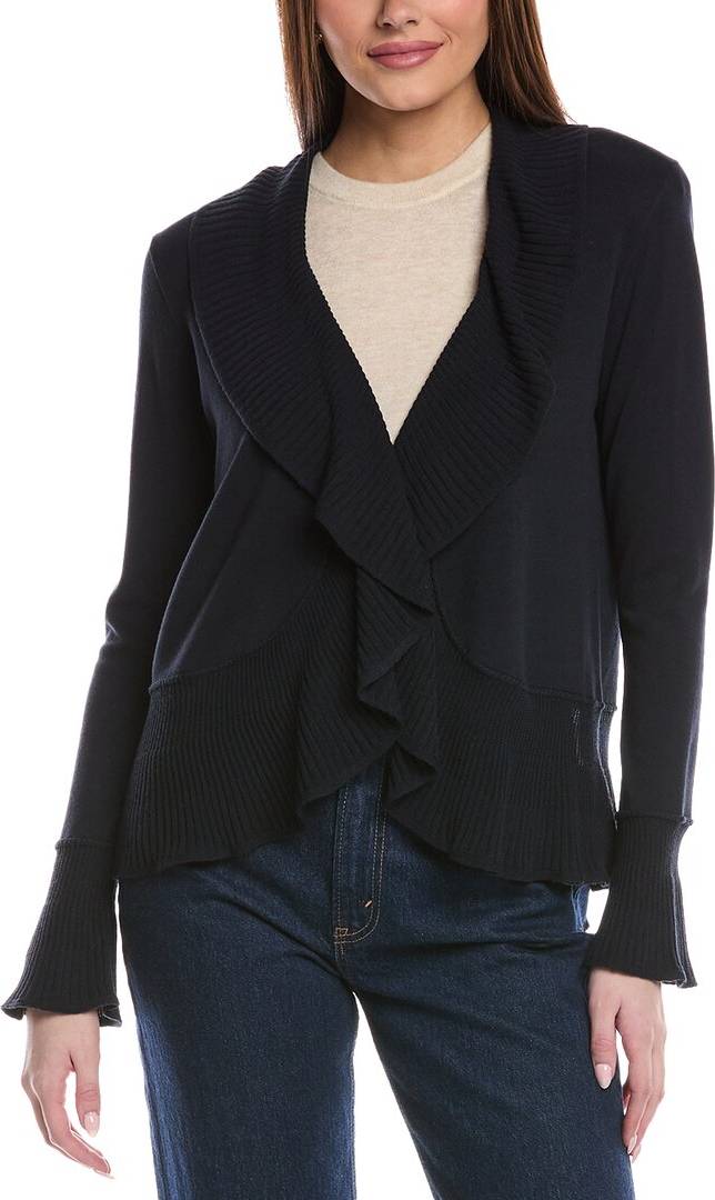 Fluid Ruffle Knit Cardigan