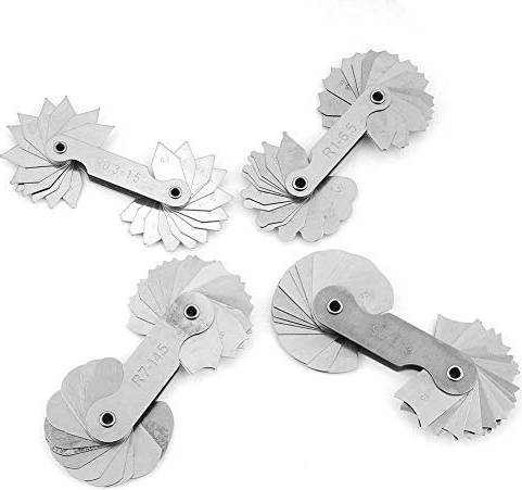 Hilitand 4pcs Radius Fillet Stainless Steel Concave Convex Measuring Tool R0.3-1.5/R1-6.5/R7-14.5/R15-25