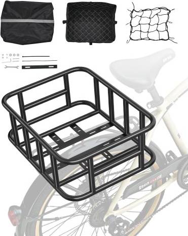 VEVOR Rear Bike Basket with Cargo Net