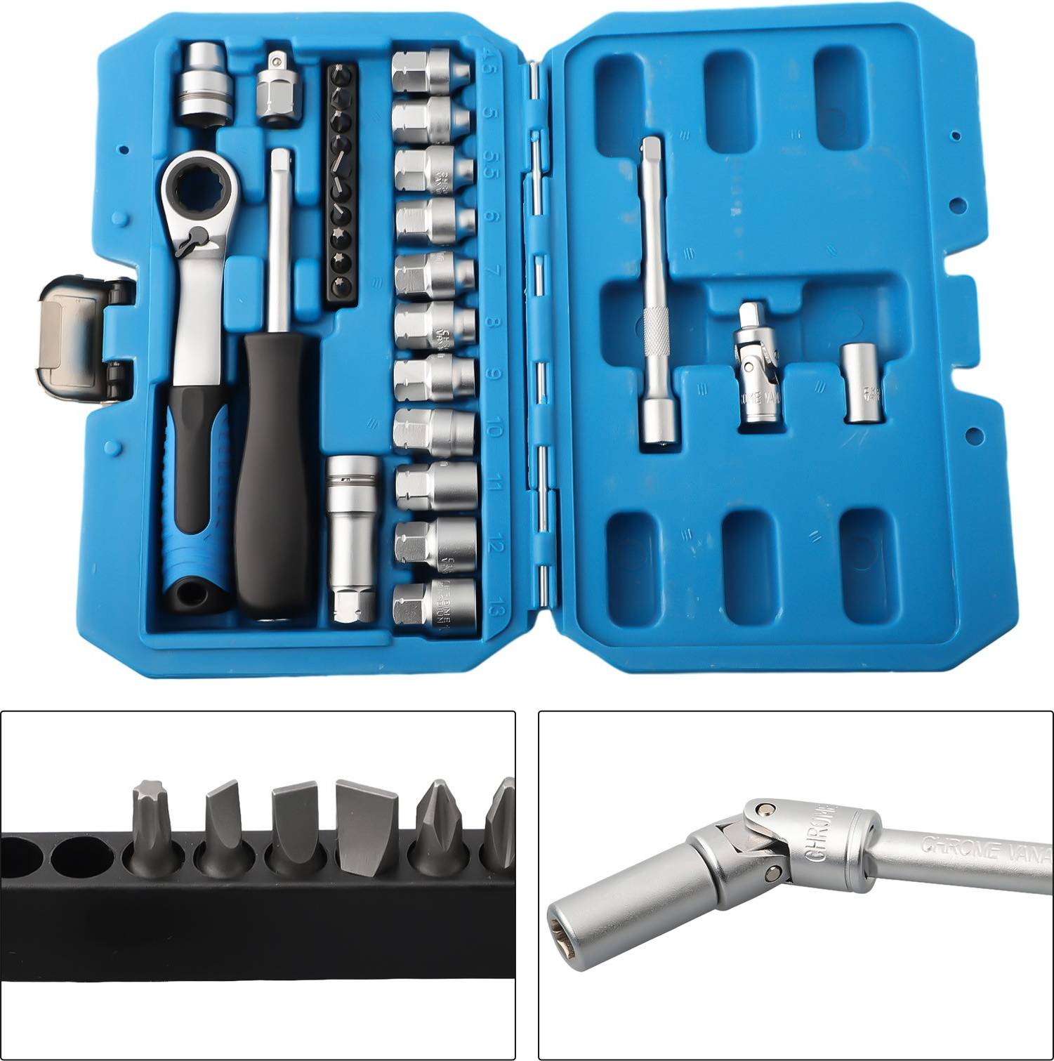 Comprehensive 29pcs Core Socket Set Ratchet Wrench