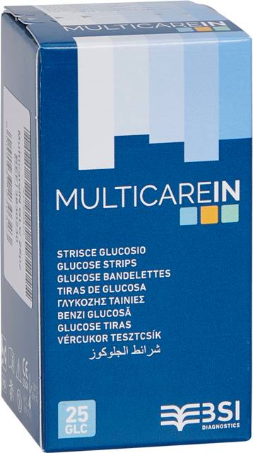 Blodsukkermåler multiCare In Glukose Teststrimler 25 Stk