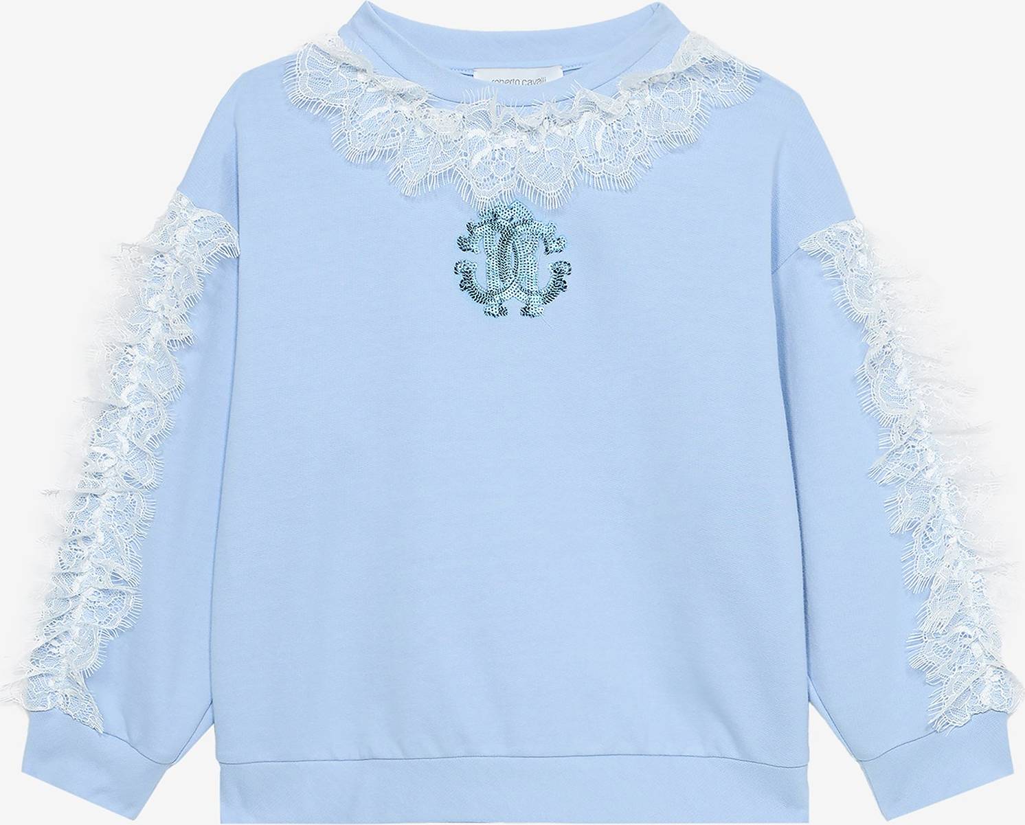 Roberto Cavalli Sweatshirt With Rc Monogram - Light Blue
