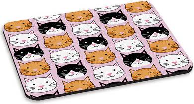Gift Base Cat Faces Pattern PC Computer Mouse Mat Pad