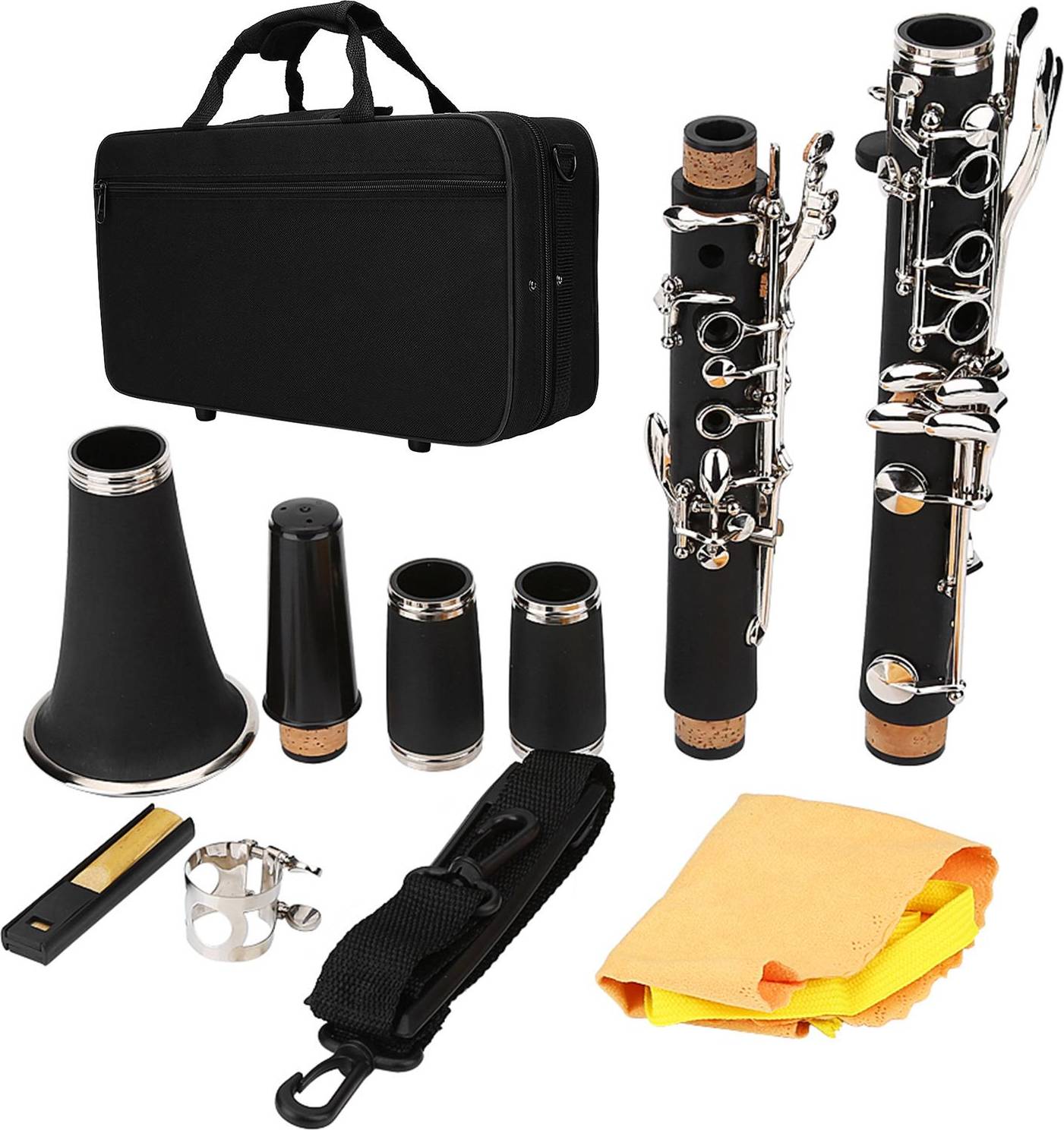 17 Key Descending B Tone Bakelite Clarinet with Reeds