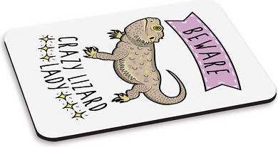 Gift Base Crazy Lizard Lady PC Computer Mouse Mat Pad