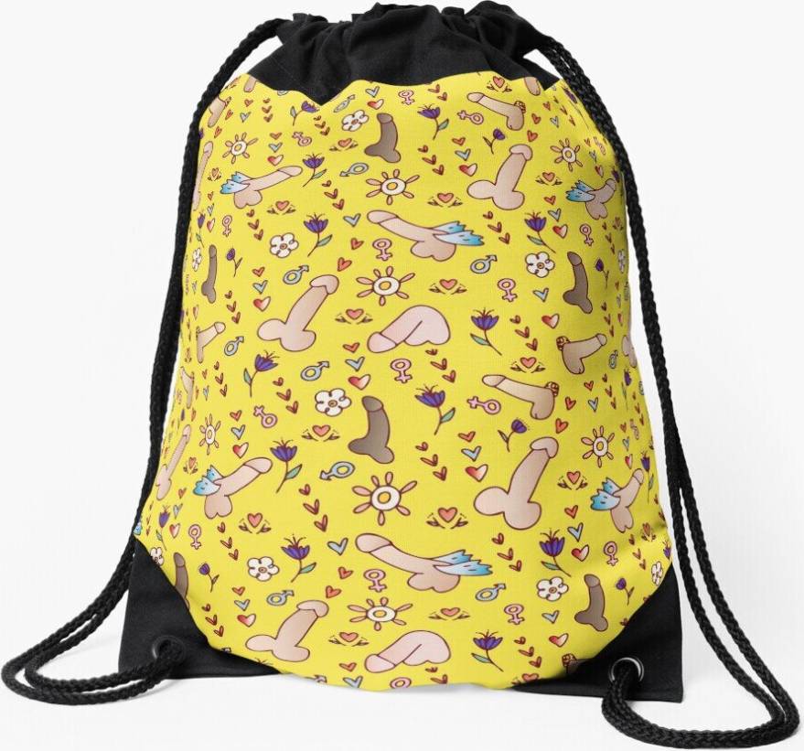 Famgem Drawstring Bag Penises Pattern Sport Gym Shoe Backpack