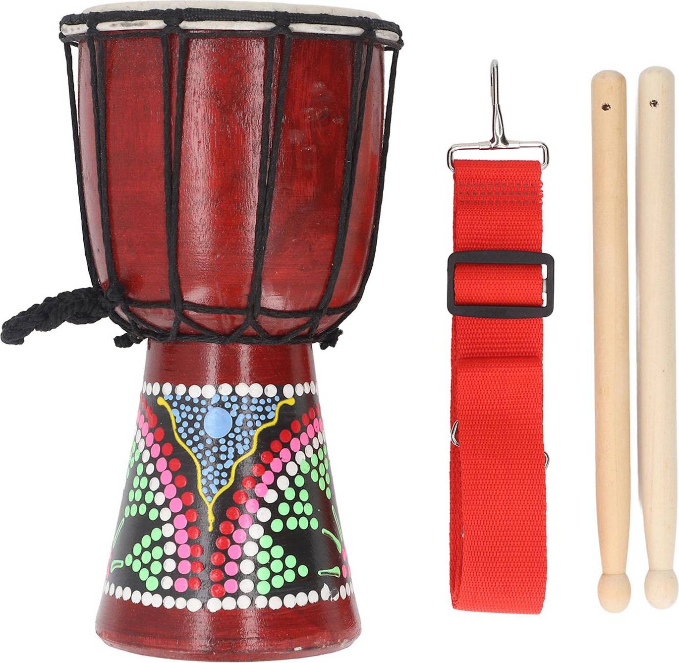 Djembe Drum 4 Inch Red Color Hand Painted Pattern
