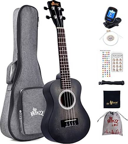 Winzz Ukulele Concert 23 Inch Black Kit