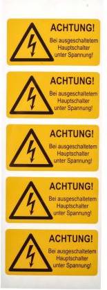 Yellow PVC Safety Labels ACHTUNG