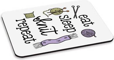 Gift Base Eat Sleep Knit Repeat PC Computer Mouse Mat Pad