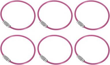 Uxcell 5.9 Inch Length Wire Keychain Cable - Pink