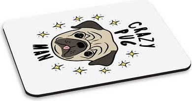 Gift Base Crazy Pug Man Stars PC Computer Mouse Mat Pad