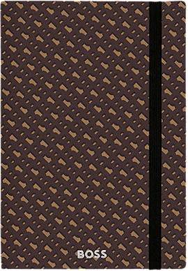 BOSS Camel A5 Notebook with Monogram Pattern