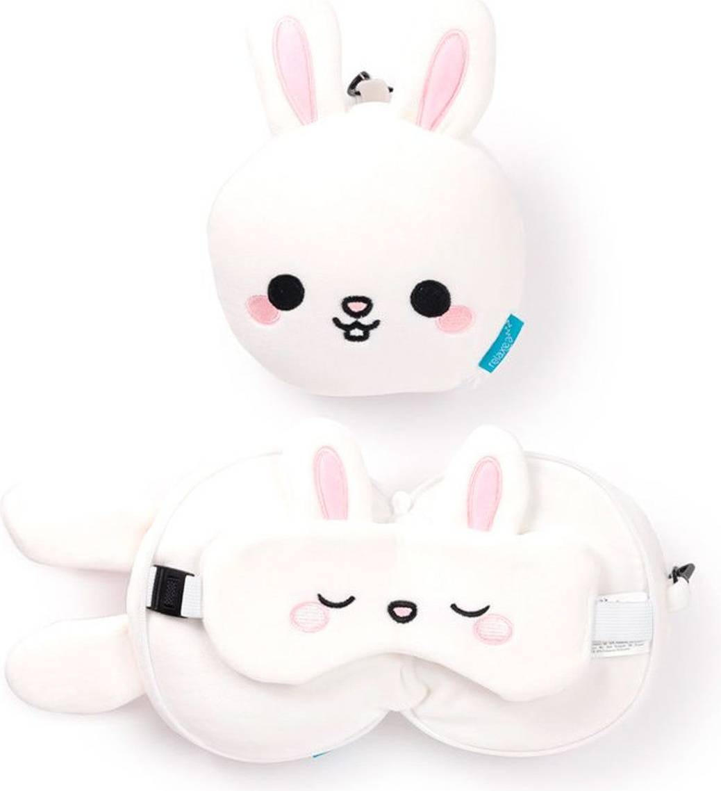 Puckator Travel Pillow And Eye Mask Rabbit