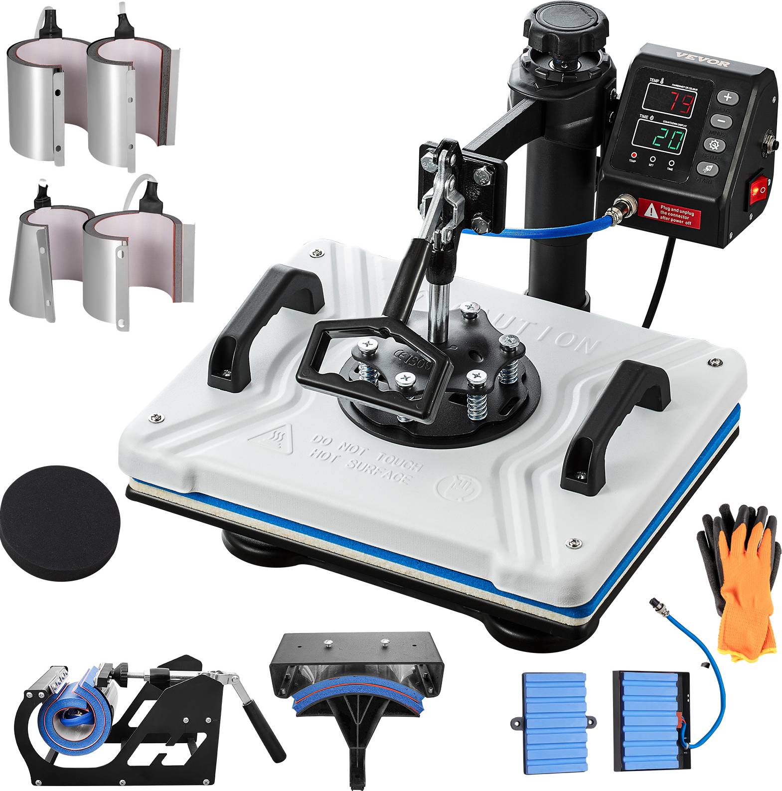 VEVOR Heat Press 12x15 Inch 10 In 1 Rotation Swing Away White