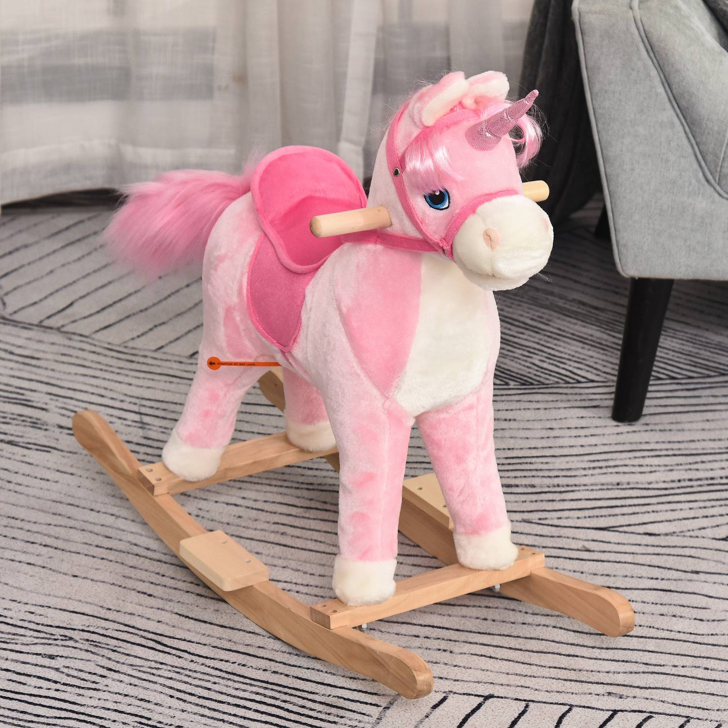 Homcom Kids Rocking Unicorn Ride-On Horse Pink
