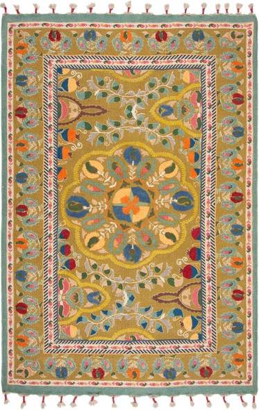 Dunelm Rani Embroidered Floral Rug - Multicoloured Multicolour 80x150cm
