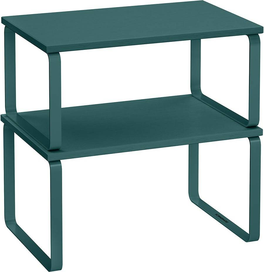 Set of 2 Expandable Kitchen Spice Rack Stackable Ivy Green