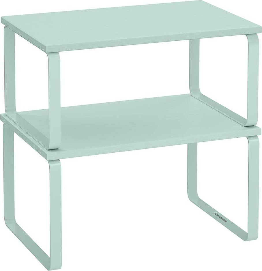 Set of 2 Expandable Kitchen Spice Rack Stackable Moonlight Green