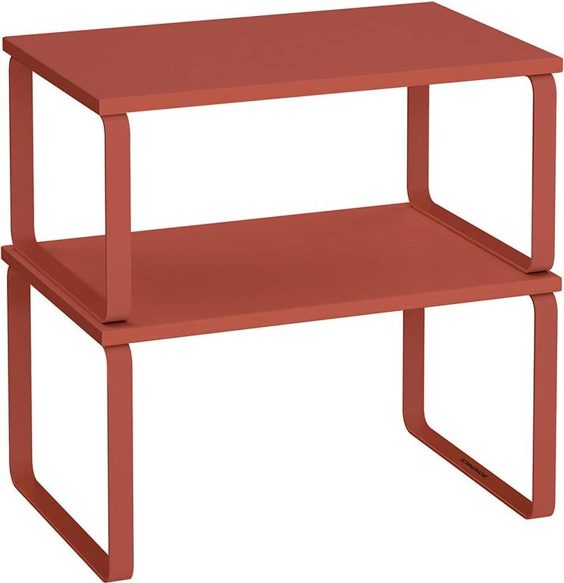 Songmics Set of 2 Expandable Kitchen Spice Rack Stackable Mandarin Red