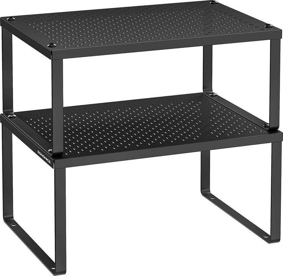 Set of 2 Stackable and Expandable Spice Racks Ink Black
